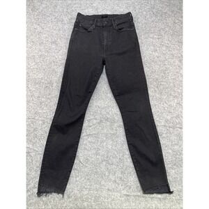 Mother Stunner Zip Ankle Step Fray Jeans, Black, Women's, 26